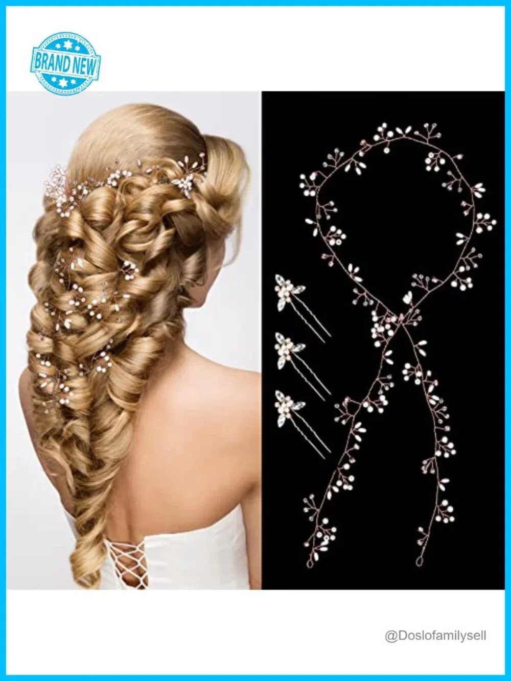 Extra Long Crystal Bridal Hair Vine Headpieces with Pearl Beads